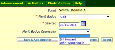 Scouts can select a merit badge counselor